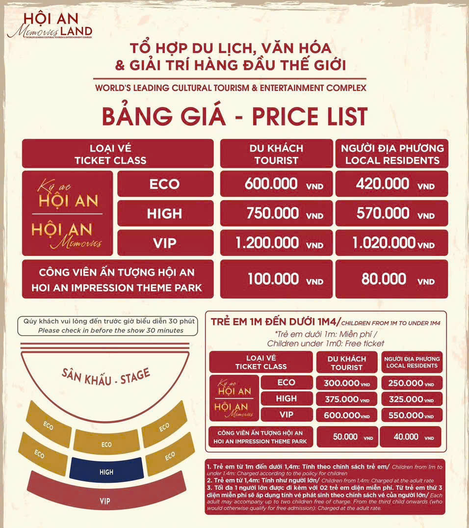 Bảng Giá Vé Ký Ức Hội An 2026
